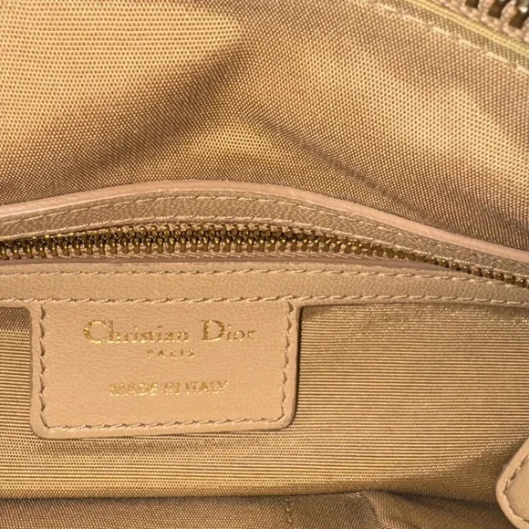 CHRISTIAN DIOR Beige Cannage Quilted Lambskin Leather Granville Polochon Bag - Picture 8 of 16